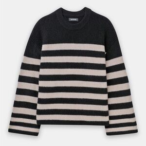 NAADAM Super Luxe Cashmere Striped Crewneck in Black Combo size M
